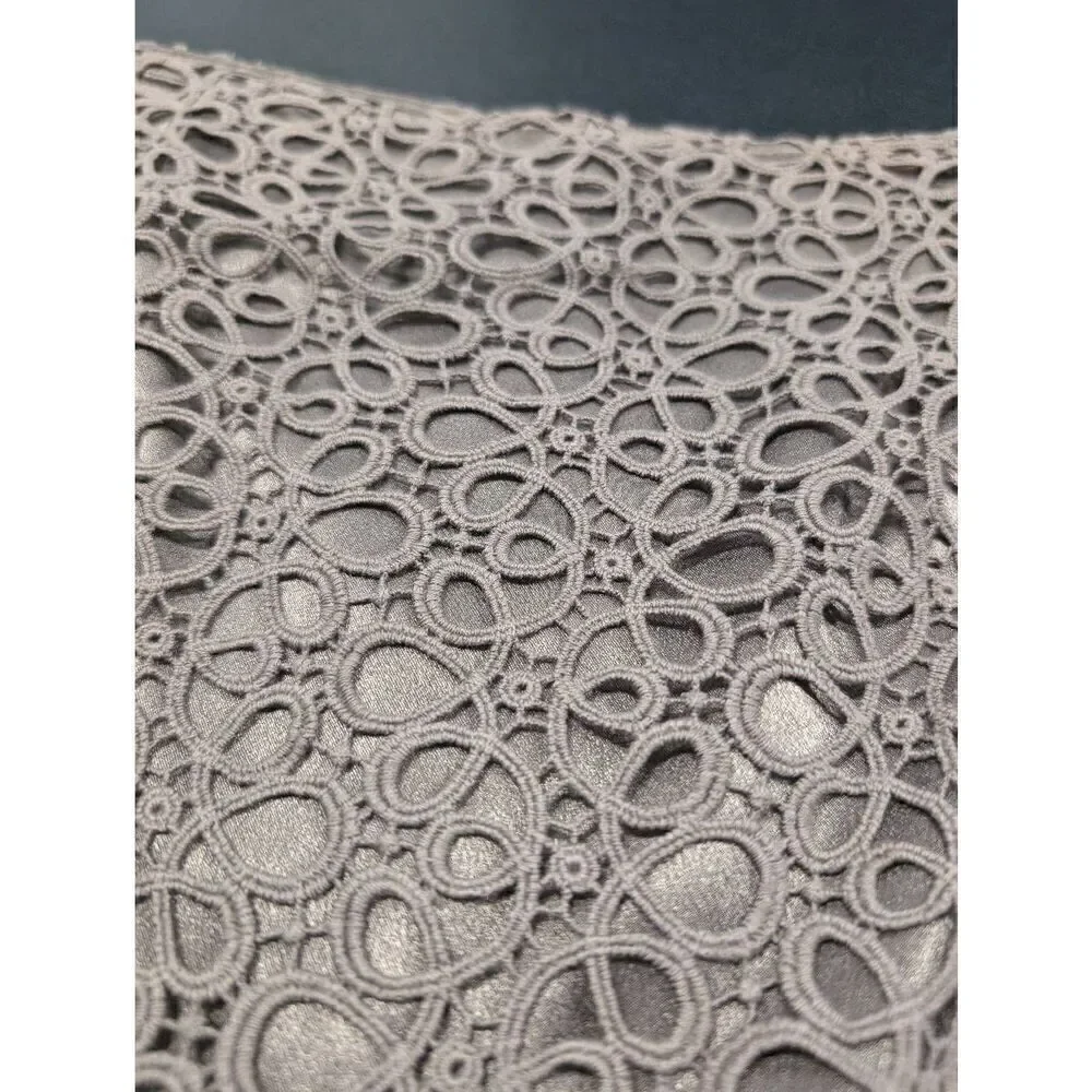 Jones New York Skirt Taupe Floral Crochet Lace Pencil Straight Knee Length Women